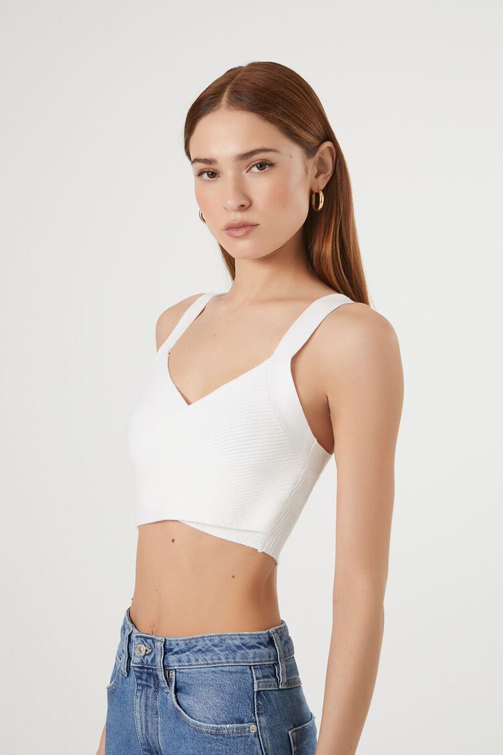 Sweater-Knit Crossover Crop Top